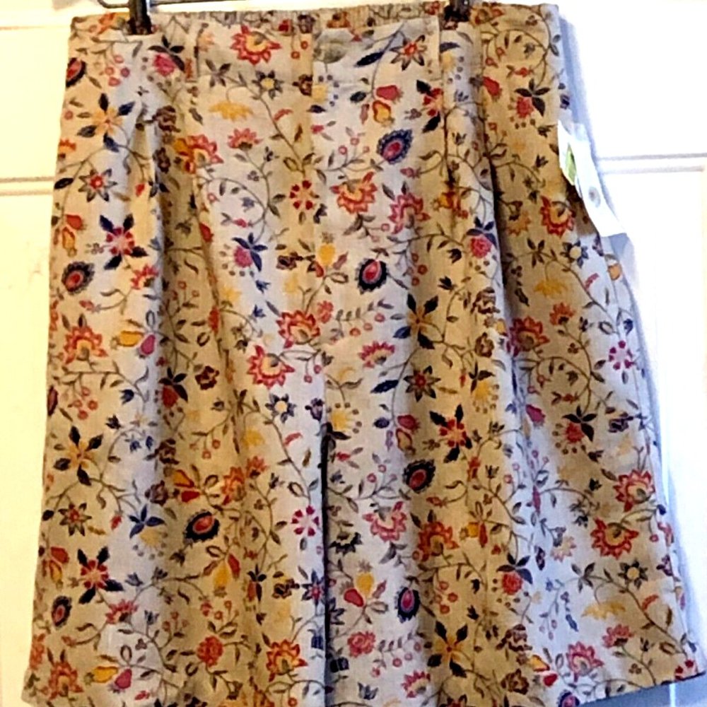 NWT Bechamel Sz 14 (L) Shorts Linen Blend Hight Rise Beige/Multi Floral Pockets